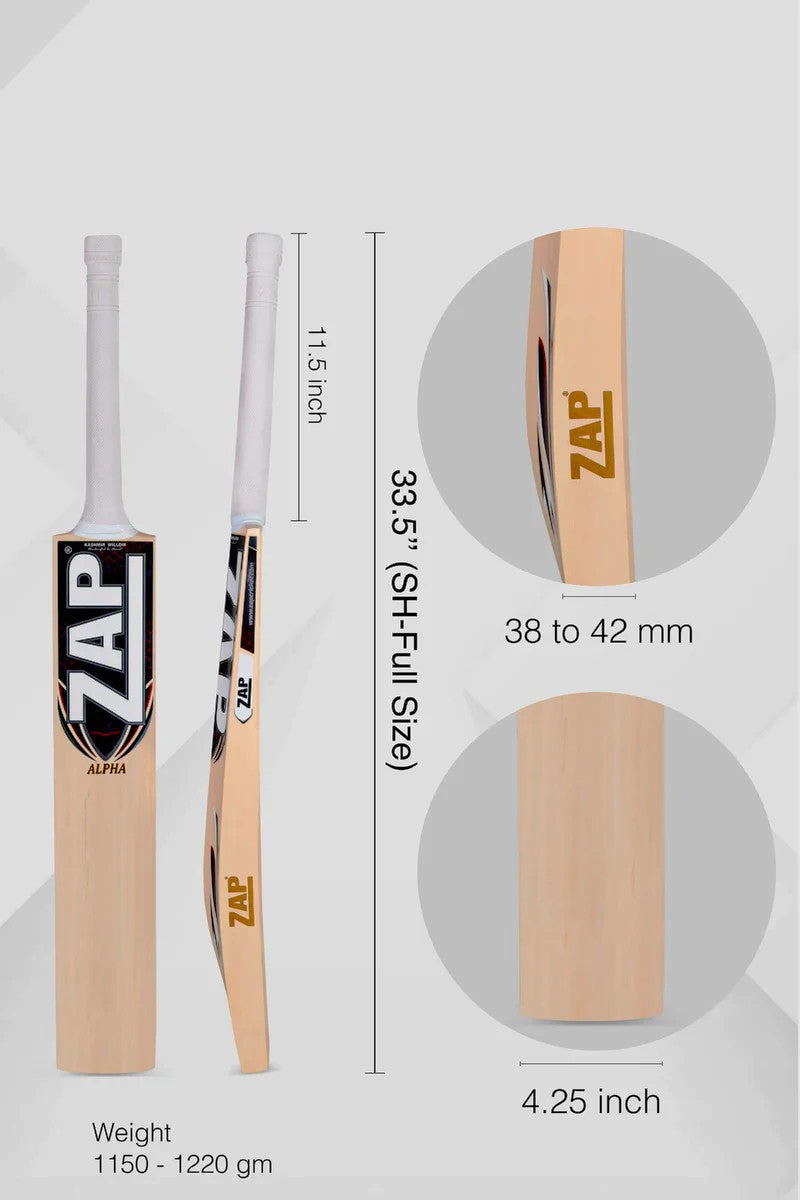 ZAP Alpha – Kashmir Willow Cricket Bat (Adult)