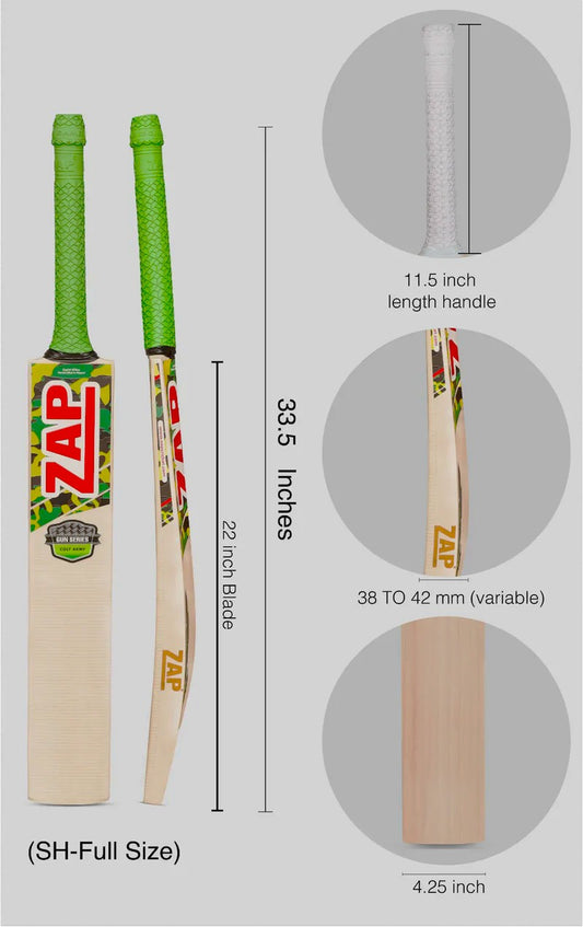 ZAP Gun Colt Army – English Willow Cricket Bat (Adult)
